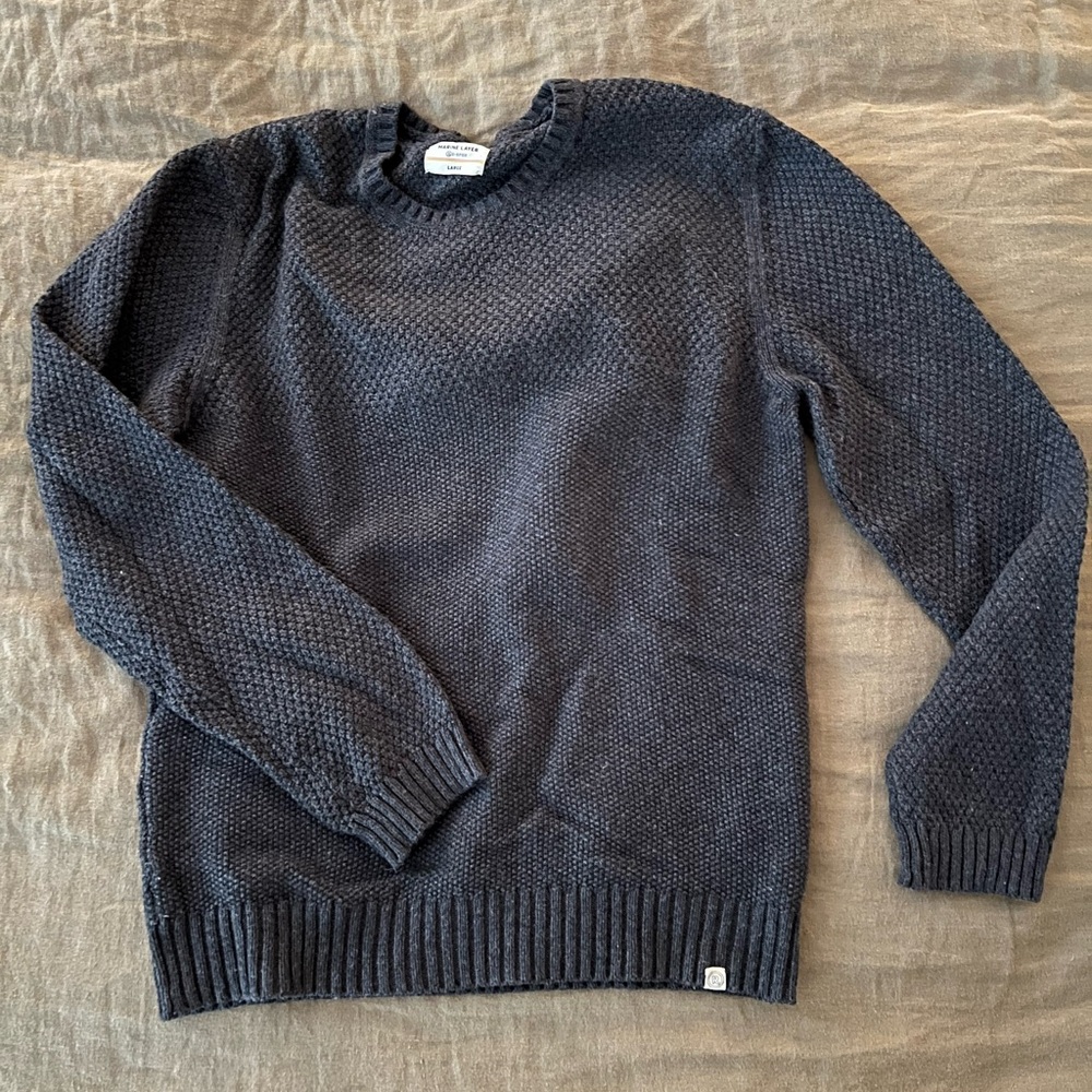 Textured Men’s Wool Sweater - Large